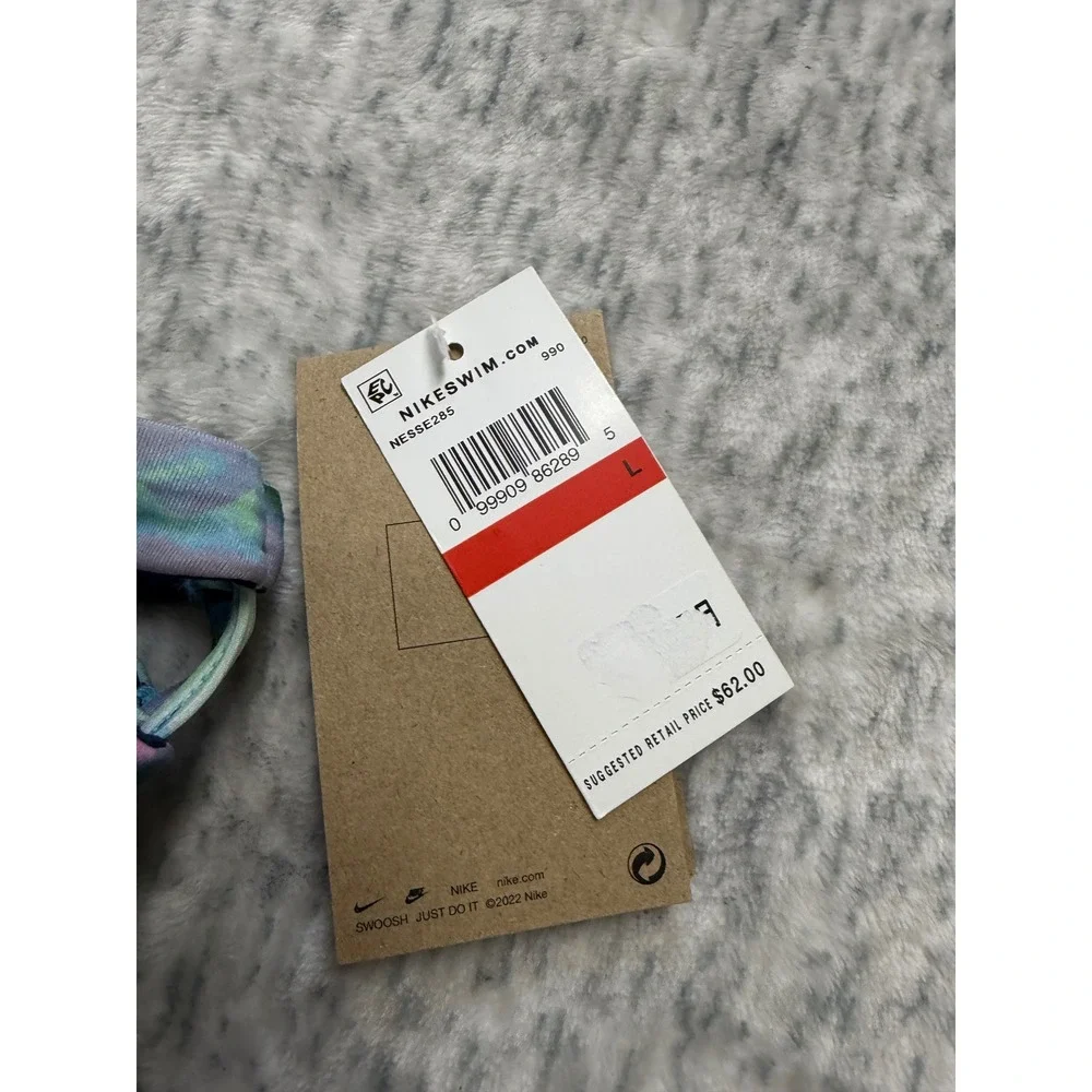 Nike Swim NESSE285 Women High Waist Strappy Bikini Bottom Blue‎ Floral L
